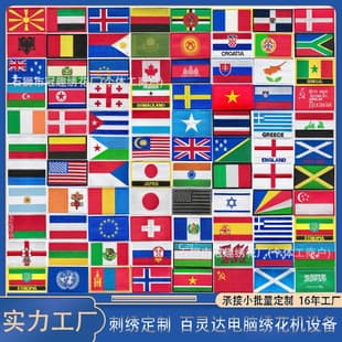 World Country Flags Embroidered Hook and Loop Patch US Military Tactical Morale Arm Patch Outdoor Bag Embroidered Badge Patch