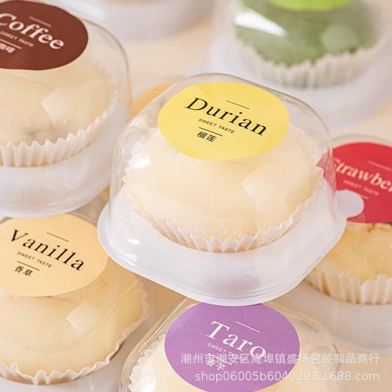 Snow Mochi Packaging Box Single Pack Transparent Round Egg Yolk Pastry Box Qingtuan Puff Box Daifuku Box Cake Box