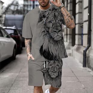 Cross-border European and American Men's Short Sleeve T-Shirt and Shorts Set, Casual Sportswear Set, 3D Print Cross-border Bestseller