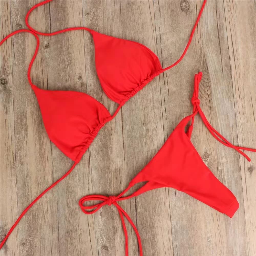 Sexy European and American Style Two-Piece Swimsuit, Summer Padded Women's Two-Piece Outfit with Thin Straps, Traditional Women's Lingerie
