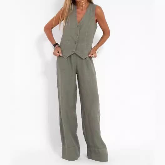 2026 EU-US Cross-border TEMU Hot Selling New Fashion Vest and Pants Patchwork Casual Set