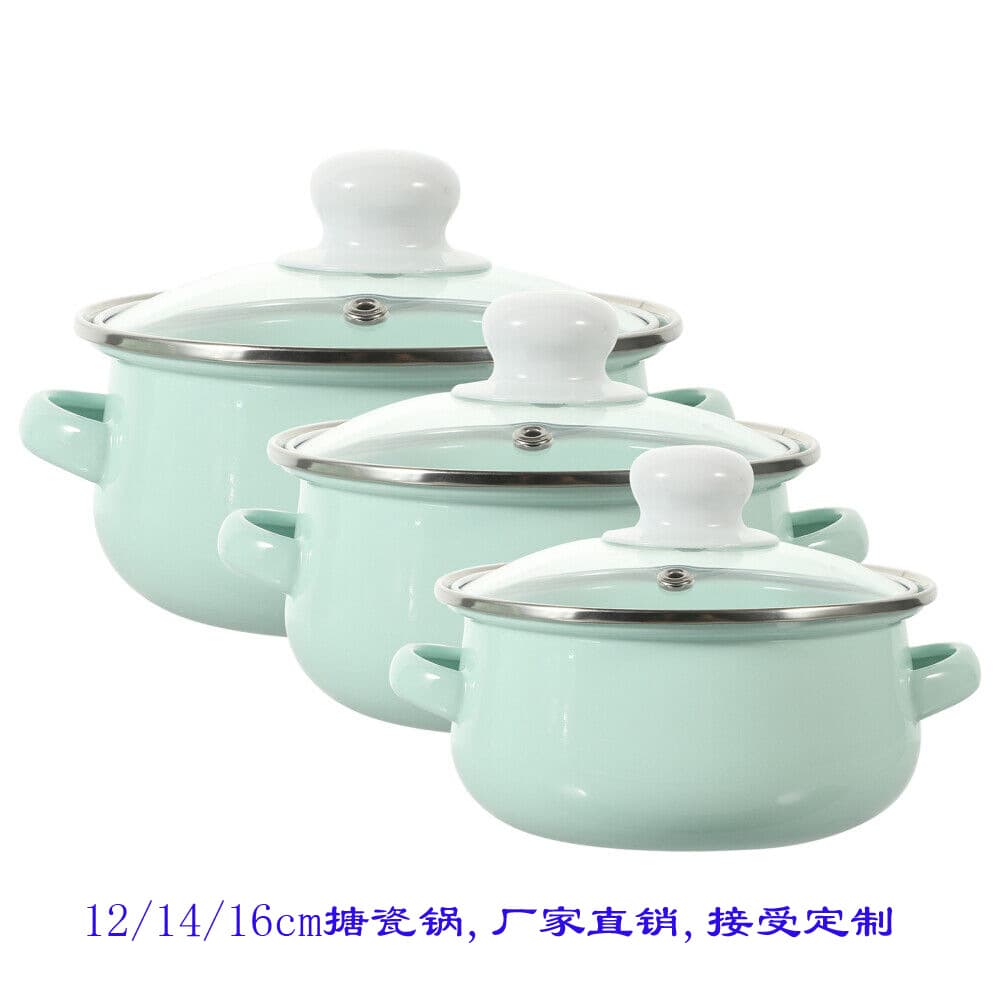 12/14/16cm Enamel Turkey Pot Pan Electric Hot Pot Enamel Cookware Set Ningbo Enamel Factory Export Enamel