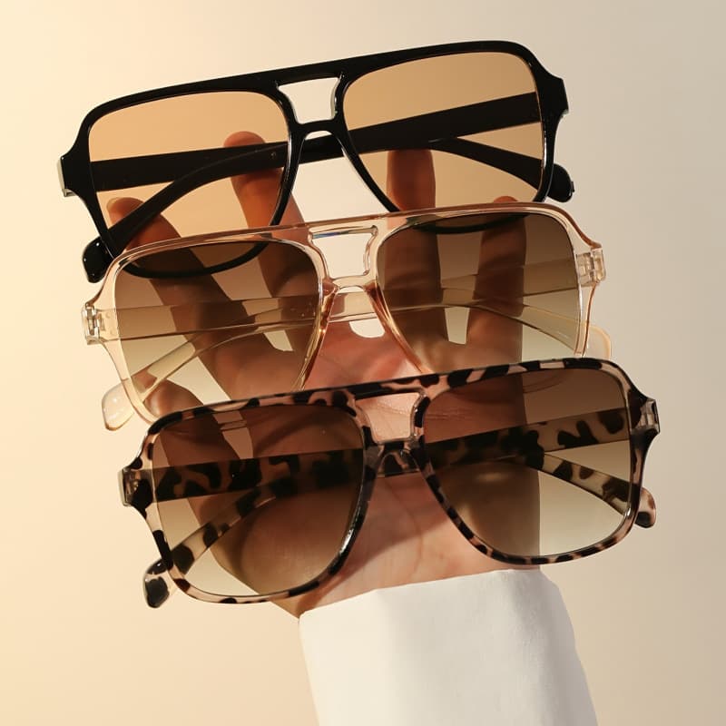 2026 New Cross-border Drop Shipping 2-Piece/3-Piece Casual Fashion Plastic Double Bridge Frame