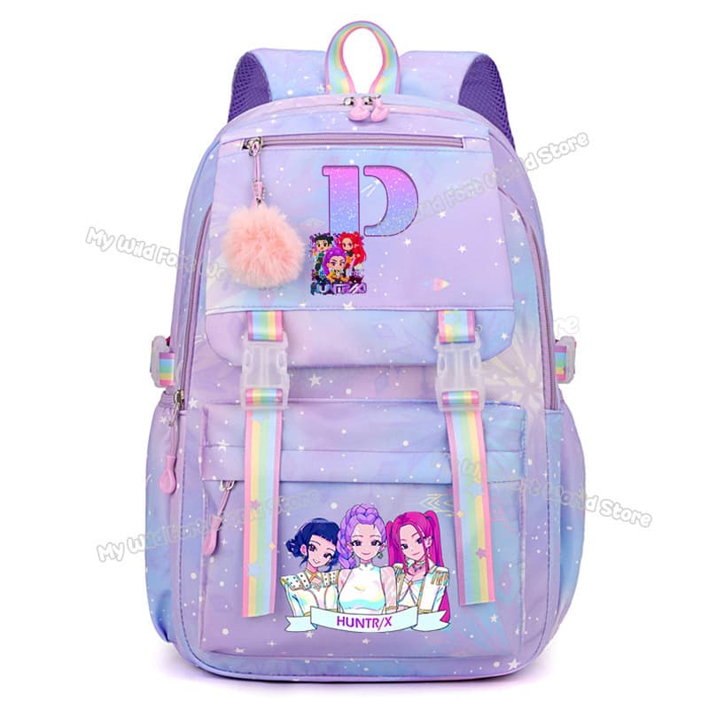 KPop Demon Hunter Backpack Letter A Backpack Movie Music Girl High Capacity Backpack Student Book
