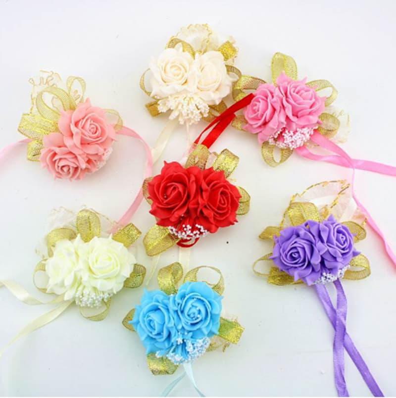Wholesale wedding supplies wedding wrist flowers bride bridesmaid sister group wrist flowers children dance performance bracelets
