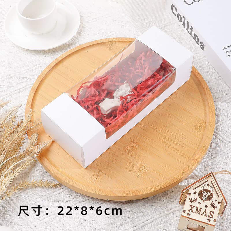 White card windowed packaging box for egg tarts, bread, cookies, pastries, gifts, toys, and socks (general purpose).