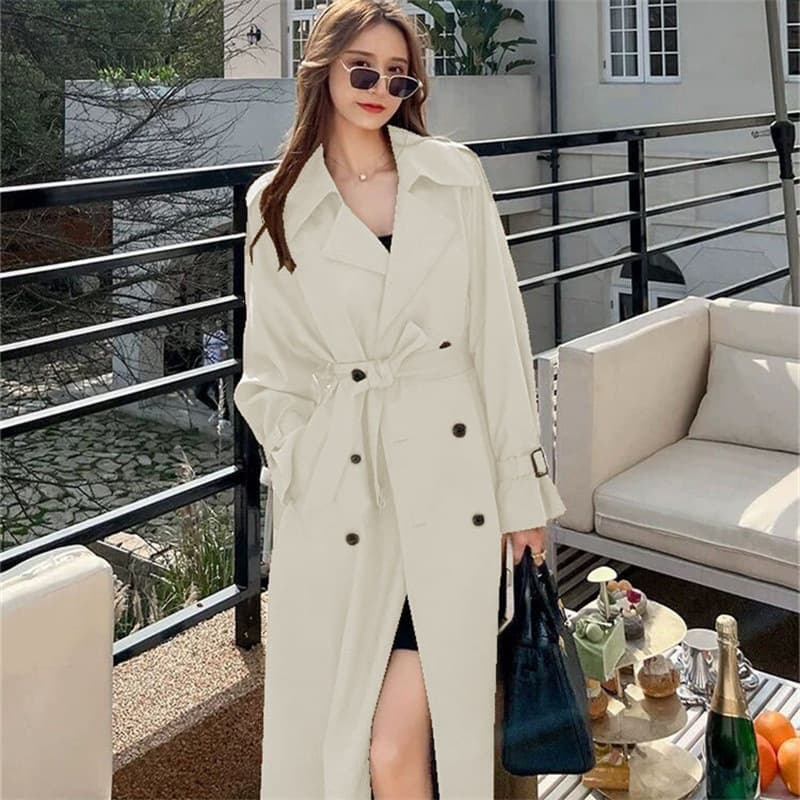 Women's Trench Coat Mid-Length 2026 Spring Autumn Black Korean Style Plus Size Petite Fashion British Style Overcoat Knee-Length Jacket