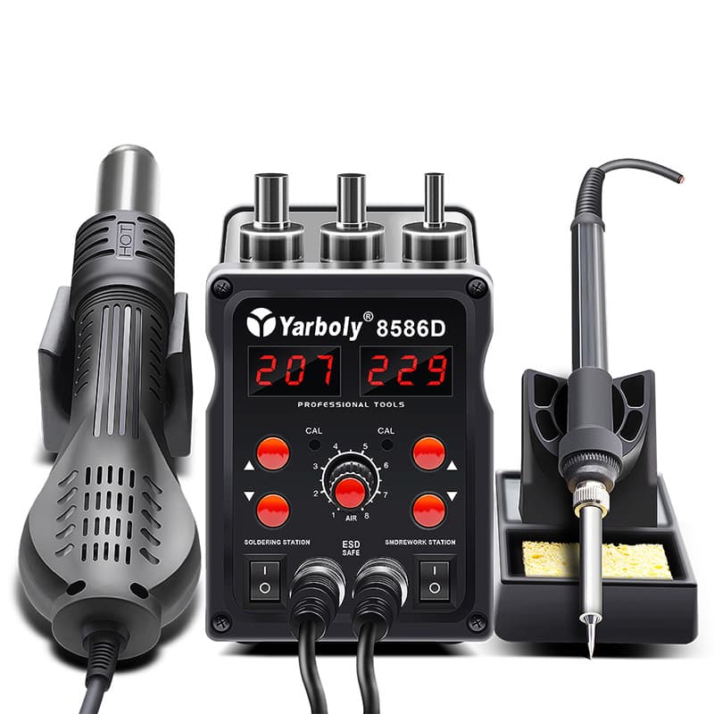8586D 2-in-1 Hot Air Gun Soldering Station Digital Display Constant Temperature Desoldering Station for Phone Repair