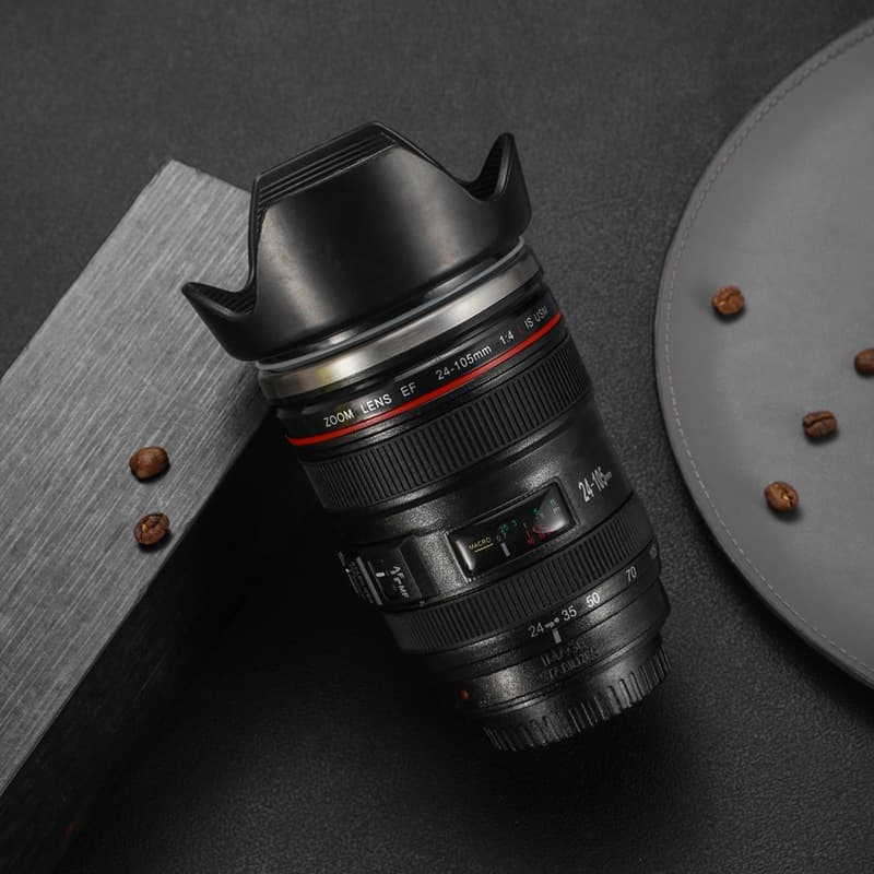 Creative Camera Lens Cup 24-105mm SLR Style Stainless Steel 4th Generation Lens Cup Office Gift