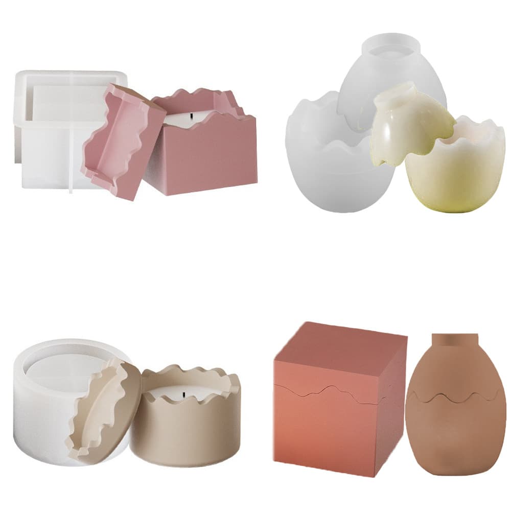 Round square spliced aromatherapy candle cup silicone mold Epoxy diy egg shell flowerpot storage box ornaments