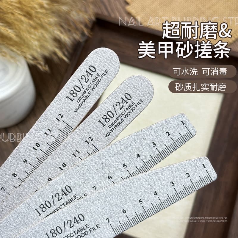 Nail File Sanding Stick Nail Buffer Grinder Sanding Strip Ruler Wood Chip Nail File Sanding Strip Washable