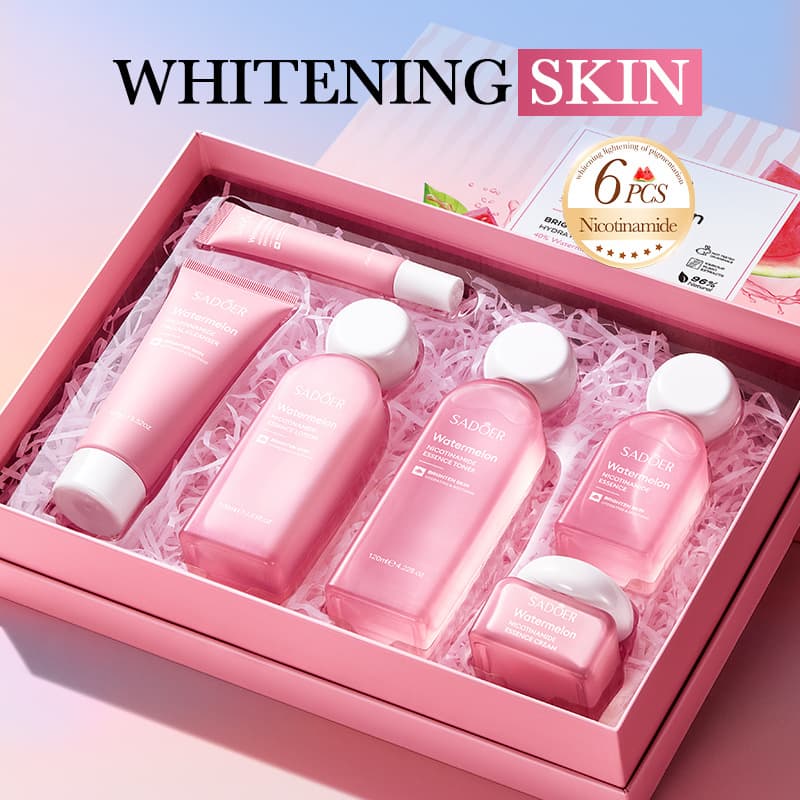 Cross-border Stock SADOER Watermelon Niacinamide Moisturizing Skincare Set 6-Piece Set Factory Direct Export