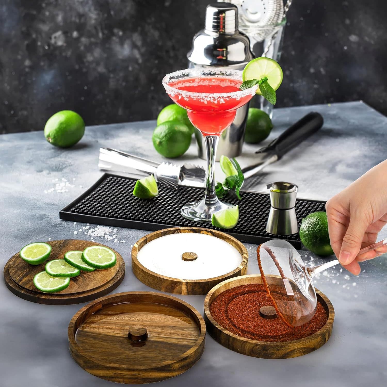 Wooden salt dipper juice cocktail seasoning box salt edge plate seasoning board spice container household spice container