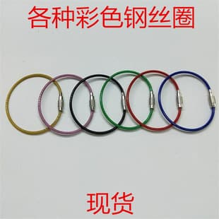 In Stock Wire Rope Keychain, Color-Coated Steel Cable Loop, Stainless Steel Wire Rope Locking Buckle, Cable Ring