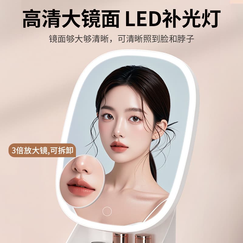 New cross-border LED makeup mirror with light, suitable for student dormitories, dustproof desktop, and vanity.