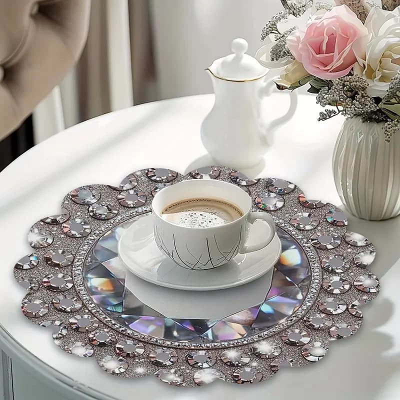 Cross-border Amazon silver diamond paper placemats for restaurants, weddings, birthdays, and silver-themed parties