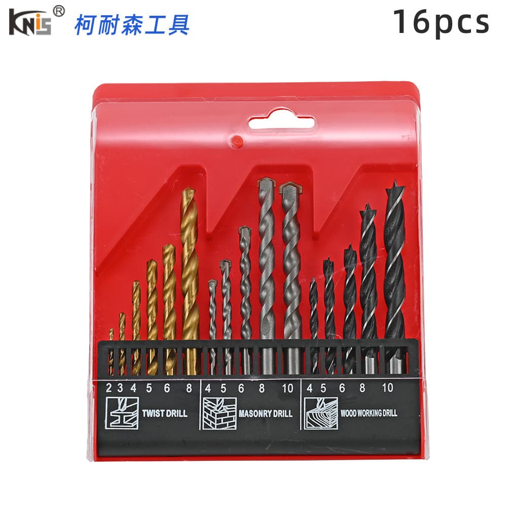 Premium 16-Piece Drill Bit Set 4241 High-Speed Steel Twist Drill Bits for Construction, Woodworking, Metal, and Concrete Drilling