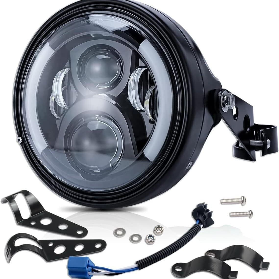 Harley Davidson 7-inch Headlight Conversion Kit Metal Housing with Bracket Motorcycle Headlight Fixed Housing
