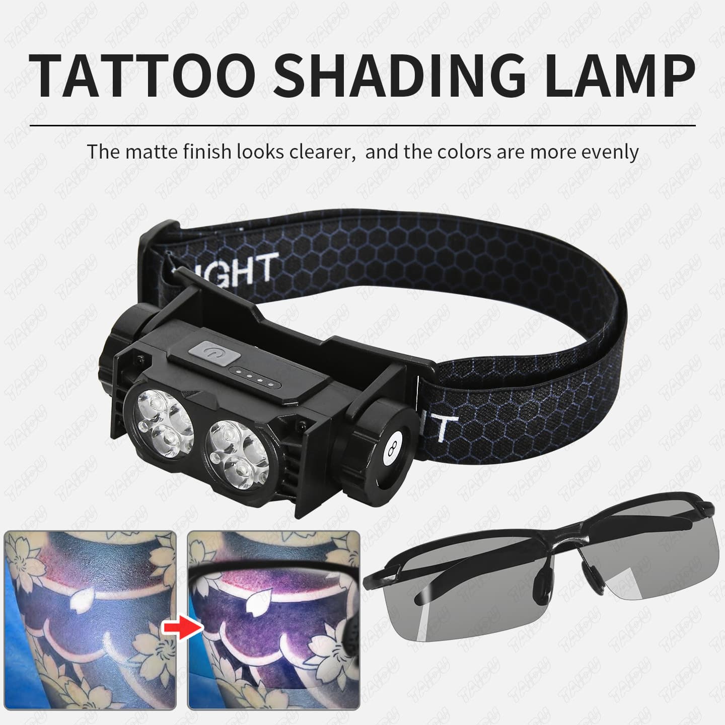 TAIDU tattoo professional shading headlamp, anti-glare, head-mounted polarized work light, cross-border hot sale