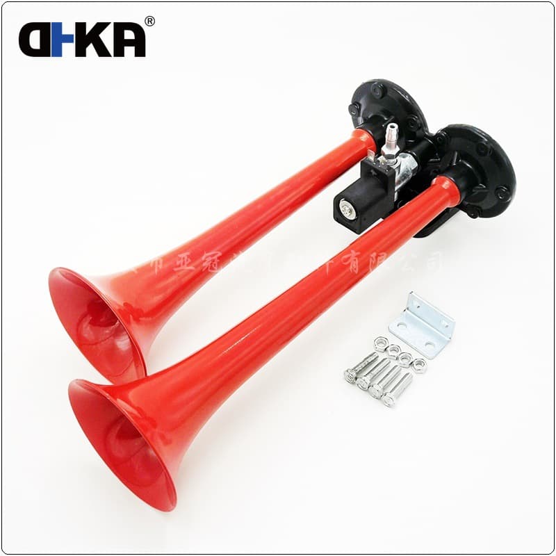 DHKA Yaguan - AS032A Custom 24V Dual Tube Truck Electric Control Air Horn Red Zinc Tube Air Horn