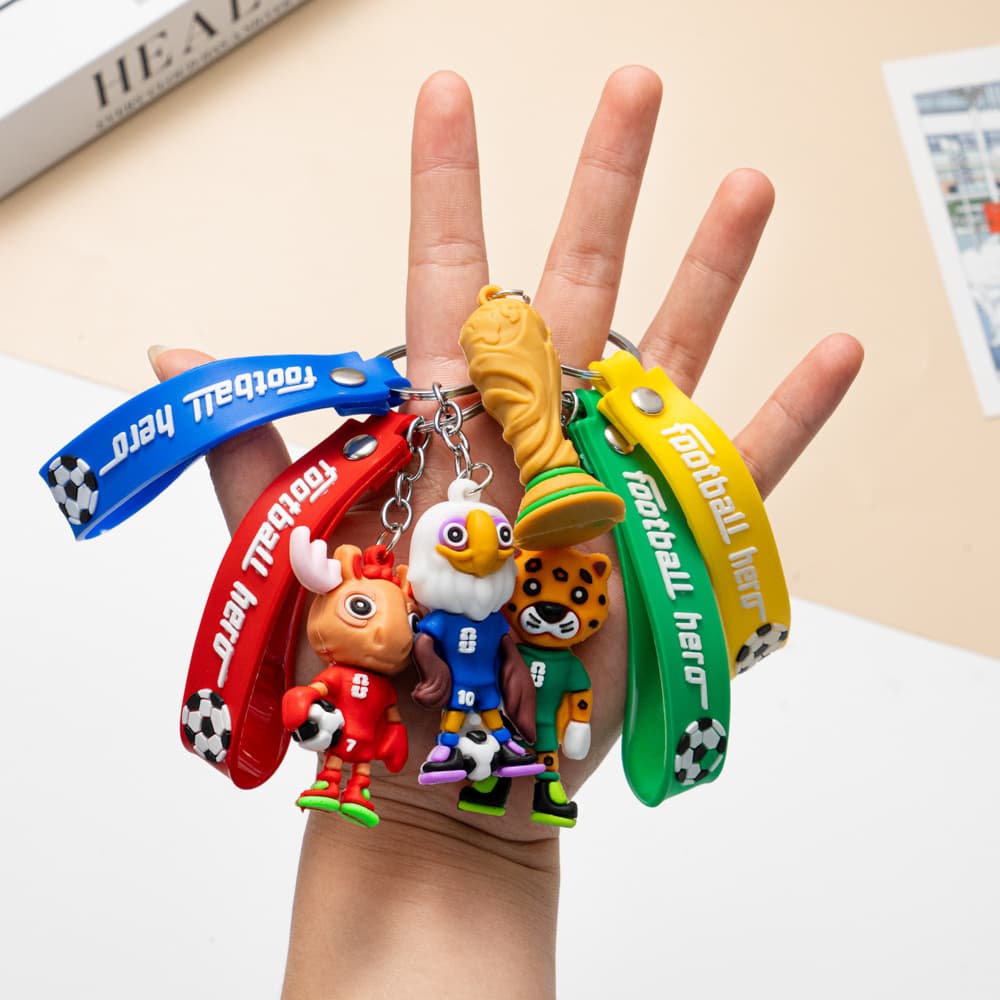 Cross-Border USA-Canada-Mexico World Cup Mascot Keychain Cartoon Football Backpack Pendant Cartoon 3D Figurine Wholesale