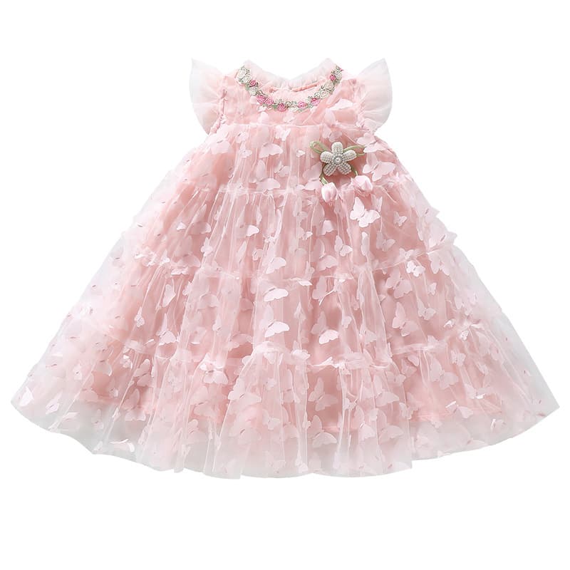 Girls' Dress 2026 New Style Fashionable Casual Dress Summer Girls Cake Skirt Tulle Skirt Sweet Summer Wear