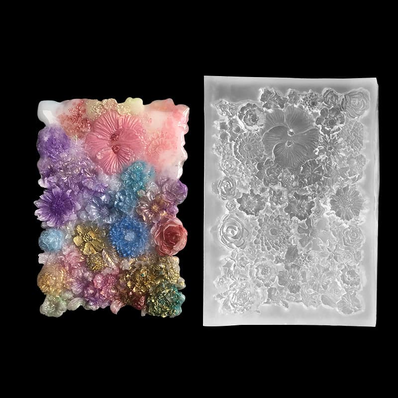 DIY Epoxy Resin 3D Relief Flower Cluster Flower Sea Flower Wall Bouquet Handmade Casting Mirror Silicone Mold