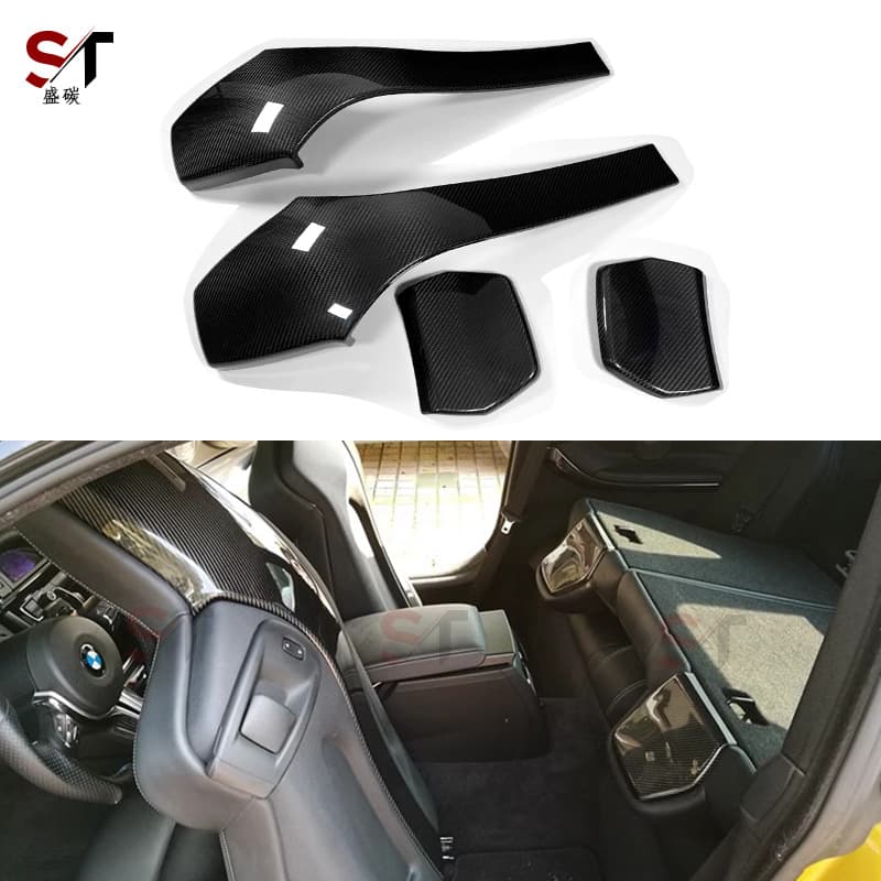 Carbon Fiber Seat Back Cover Set for BMW M3 M4 F80 F82, Interior Seat Back Trim Modification Accessories