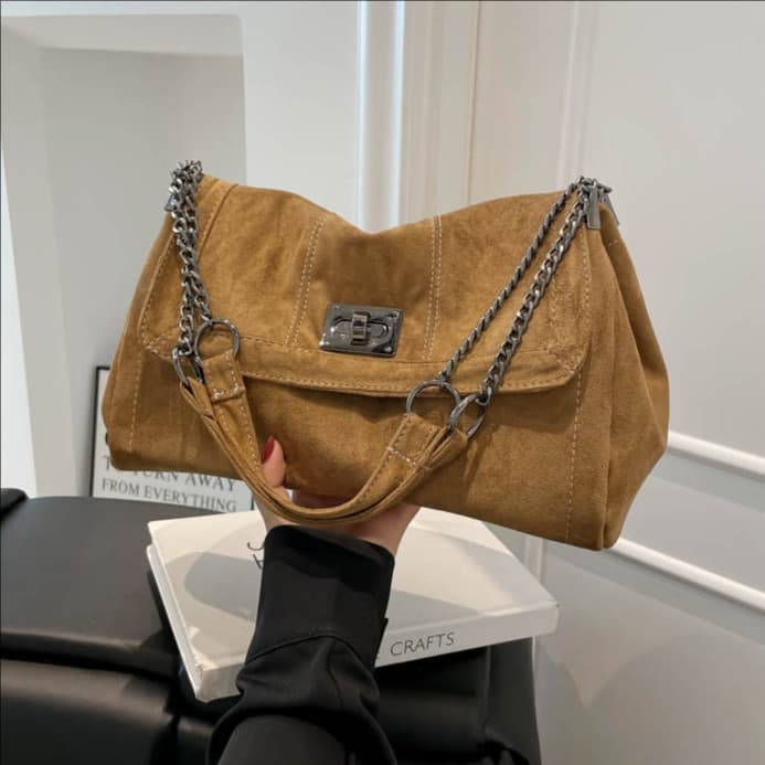 Cross-border Simple Casual Tote Bag for Women 2025 Winter New Trend Large Capacity Light Luxury Chain Single Shoulder Crossbody Bag
