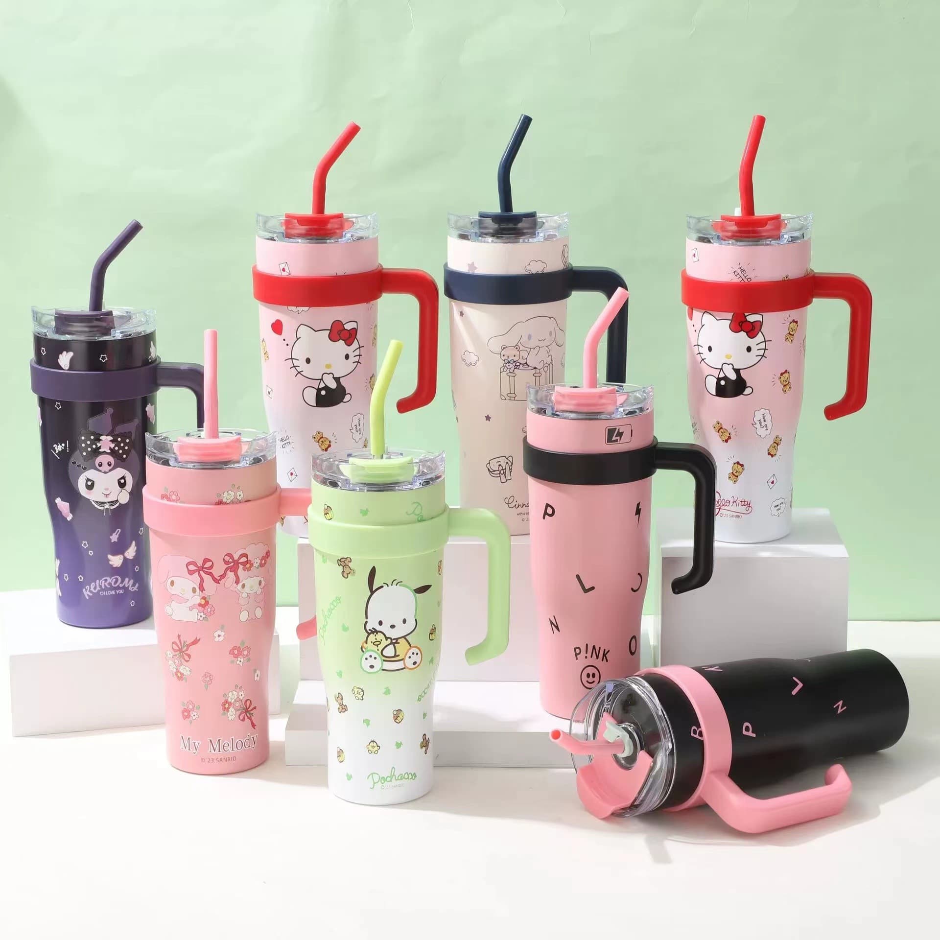 40oz Cross-border Giant Handle Car Cup 304 Stainless Steel Car Insulated Ice Cup Straw Cup High Aesthetic