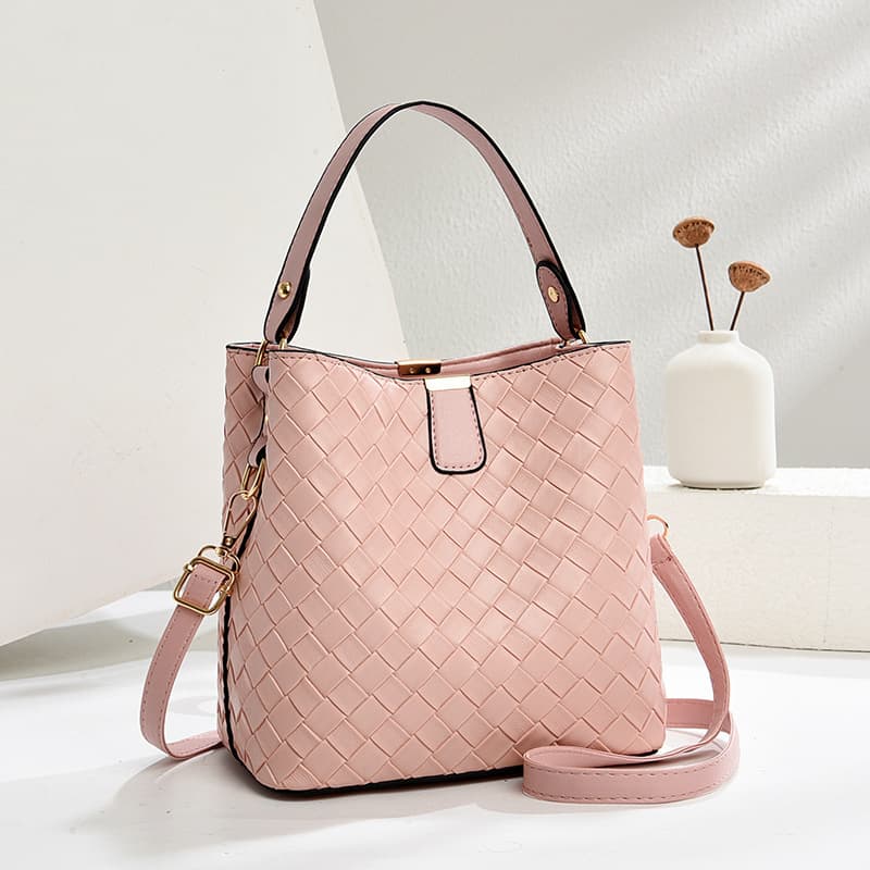This Year's Popular 2025 Textured Woven Casual Handheld Bucket Bag, Large Capacity Soft Leather Shoulder Crossbody Women's Bag