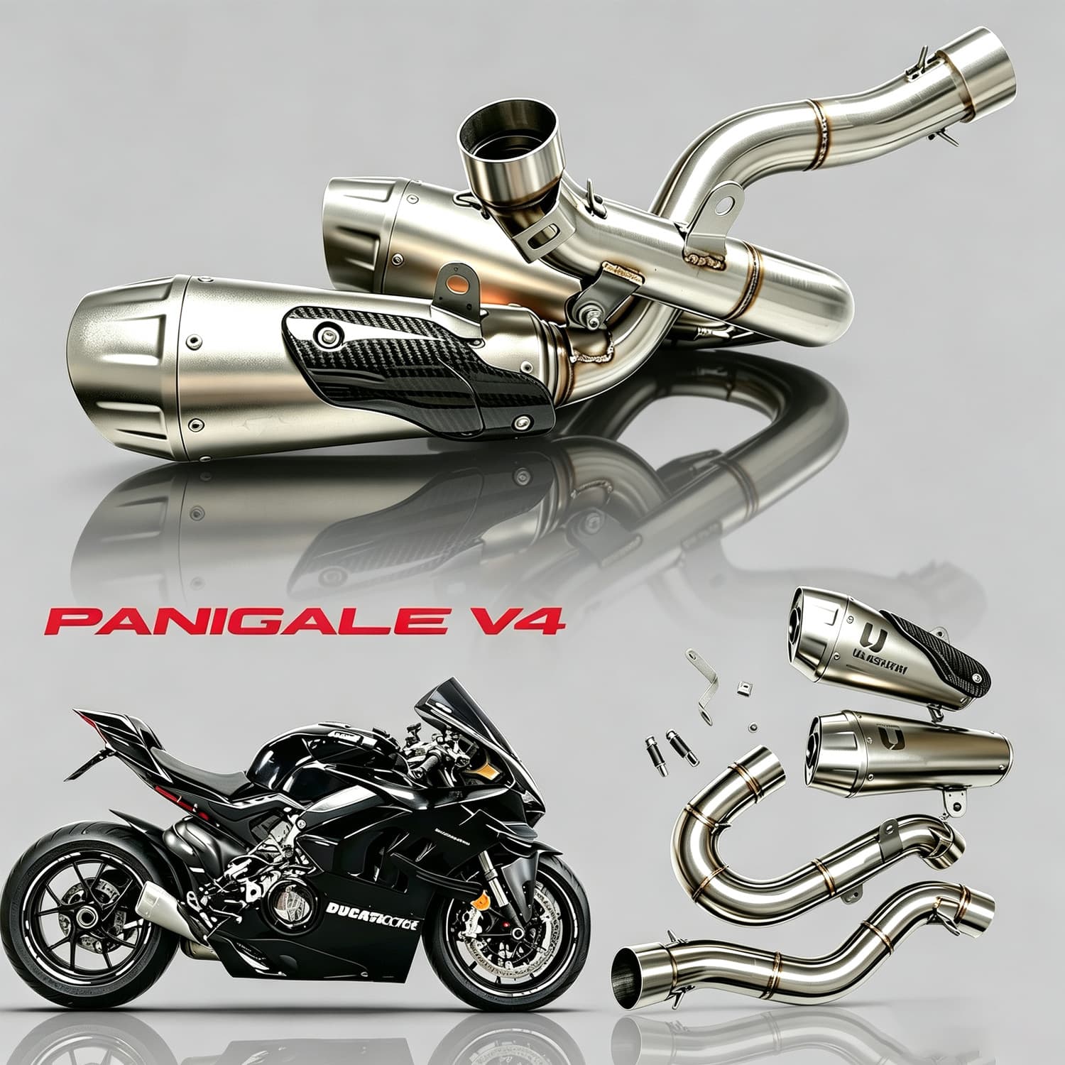 Motorcycle exhaust pipe suitable for Ducati Panigale V4 18-24 stainless steel exhaust pipe silencer