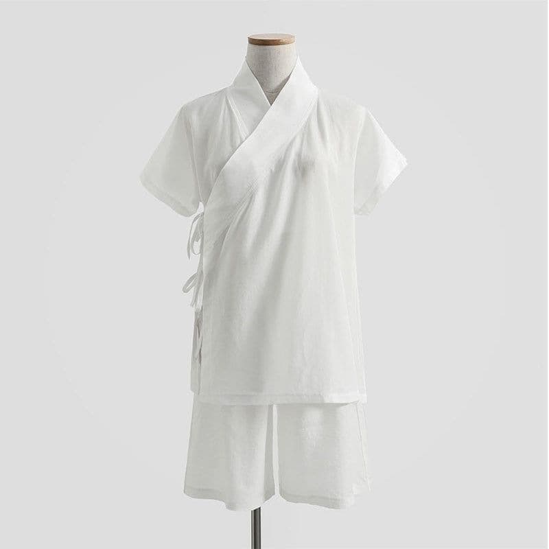 Ancient Hanfu Sleepwear Cross-collar Ming-style Inner Garment Men's and Women's Mid-length Pants Base Layer Lining White Sleepwear White Shorts