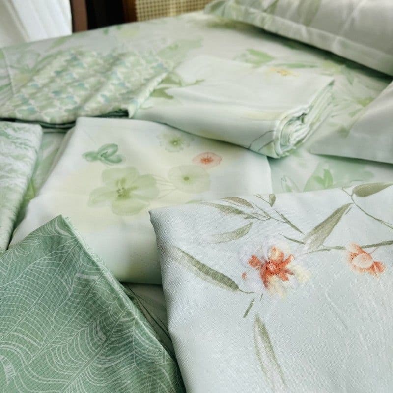 Heavyweight Bamboo Fiber Cooling Mat Summer Fresh Breathable Sheet Bedding Reactive Print Cool Feel Mat