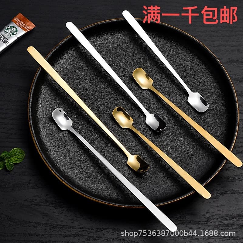 Innovative Stainless Steel Coffee Stirring Spoon Long Handle Ice Spoon Creative Mug Spoon Laser Logo Available Modern Simplicity