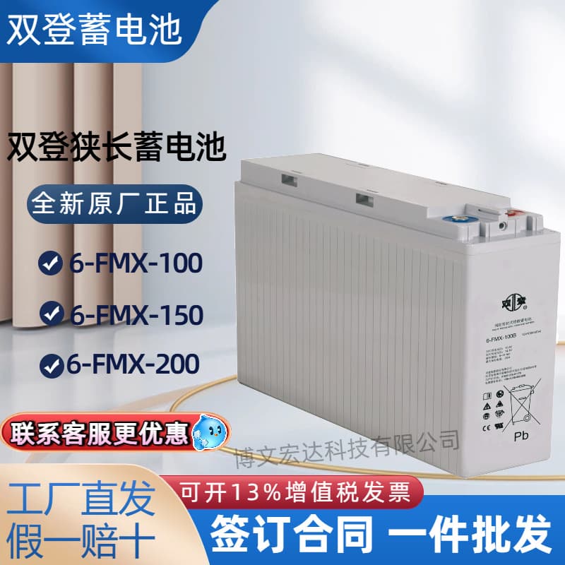 Shuangdeng Narrow Long Lead-Acid Battery 6-FMX-100 150 200 for Communication Emergency Equipment Room Base Station Substation