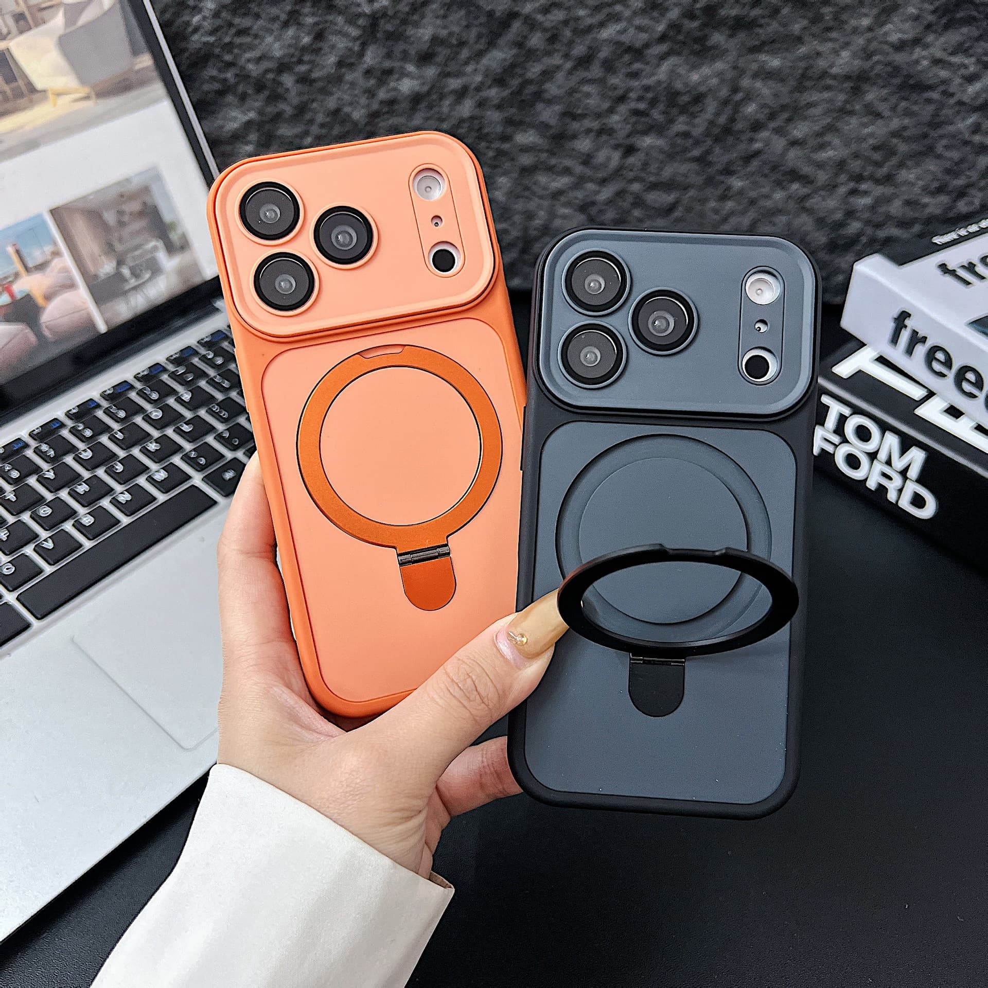 iPhone 17 Phone Case with Stand, Skin-Feel Magnetic Stand Protective Case Compatible with iPhone 17 Pro Max, Shockproof Cover
