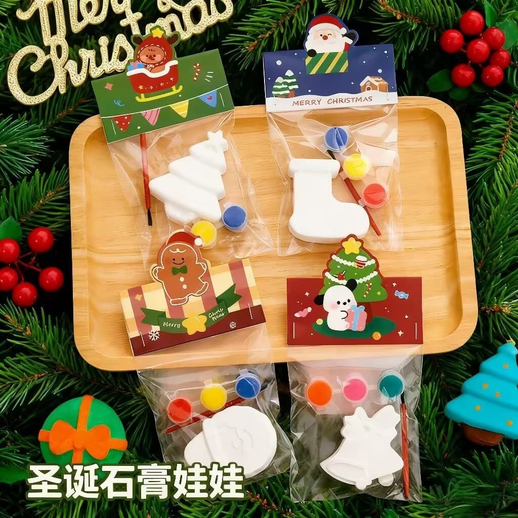 New Christmas Plaster Doll Cute Holiday Handmade Gift Creative Christmas Tree Doodle Painting Plaster Toy
