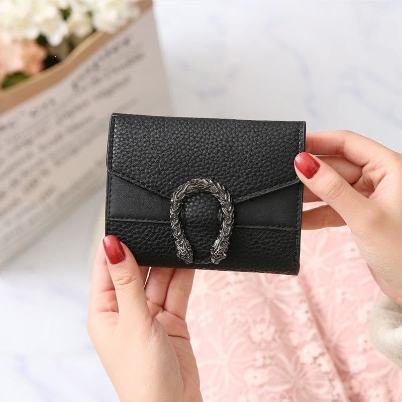 Korean style short wallet women's folding women's coin purse simple female student mini cute wallet multi-card slot card holder