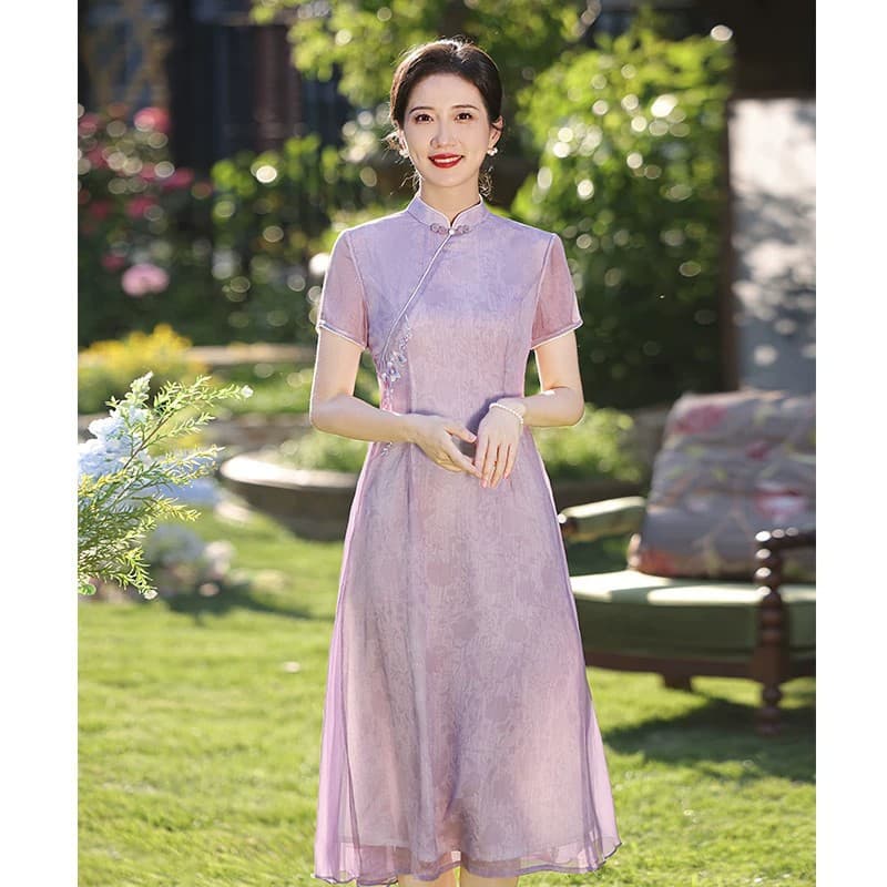 New Chinese style cheongsam 2026 new mother's wedding dress purple grandma's wedding dress can usually be worn for the college entrance examination