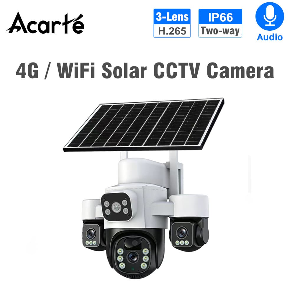 3-lens solar wifi/4g CCTV Camera outdoor three-lens wireless solar camera