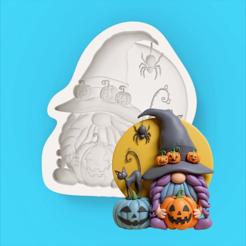 Halloween Pumpkin Wizard Gnome Fondant Silicone Mold DIY Chocolate Cake Decoration Mold 18298