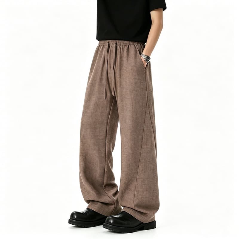 2026 Summer New Men's Solid Color Casual Pants Imitation Linen Trousers Scimitar Pants Large Size Trendy Harem Pants Casual Pants