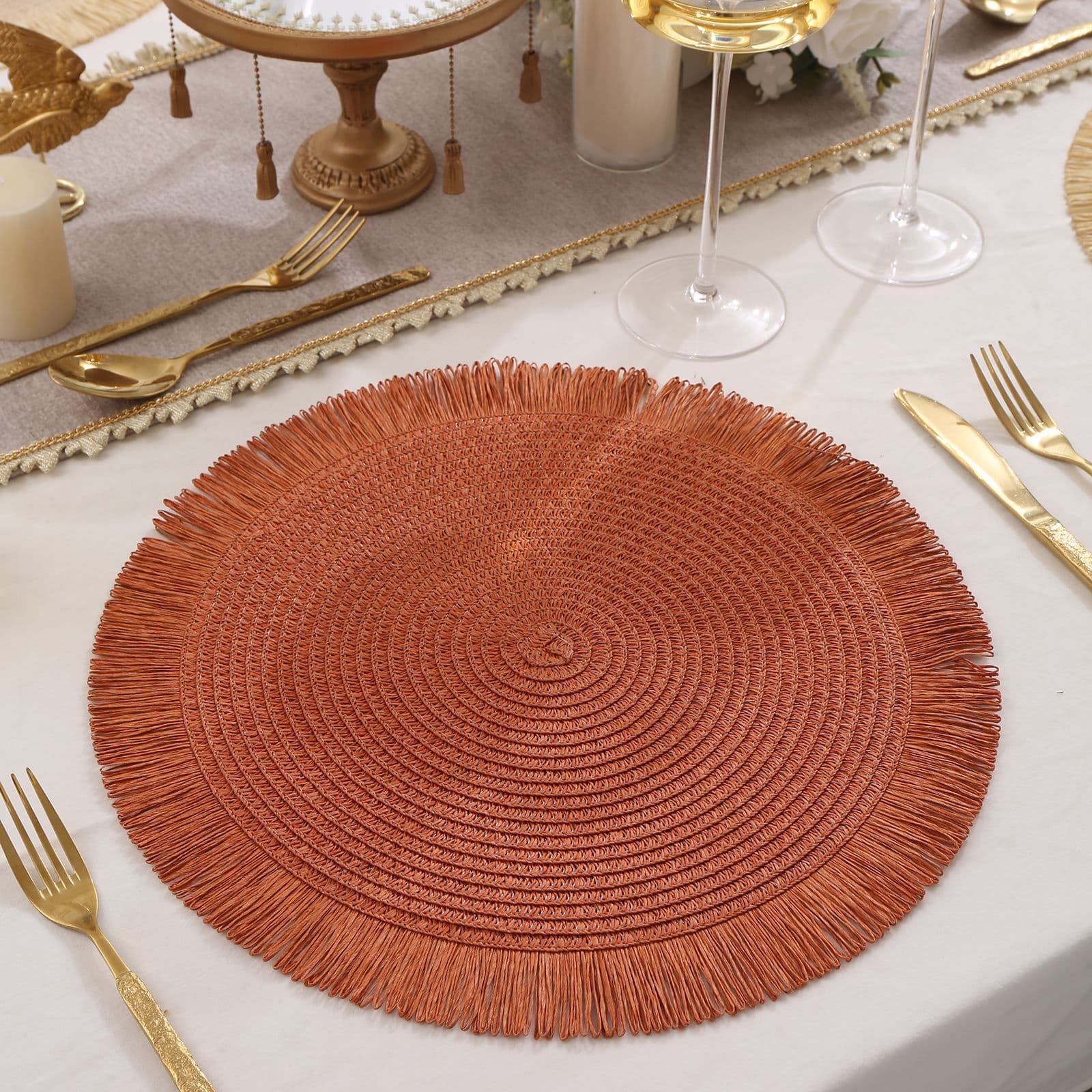 Manufacturer's new simple placemats, insulation paper braided tassel placemats, living room tableware placemats decoration