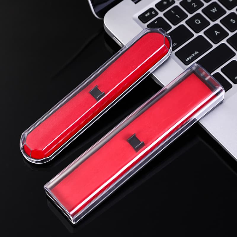 Ready-to-Ship Wholesale Plastic Single Pen Box, Minimalist Transparent Crystal Pen Case, Office Stationery Packaging with Logo Printing