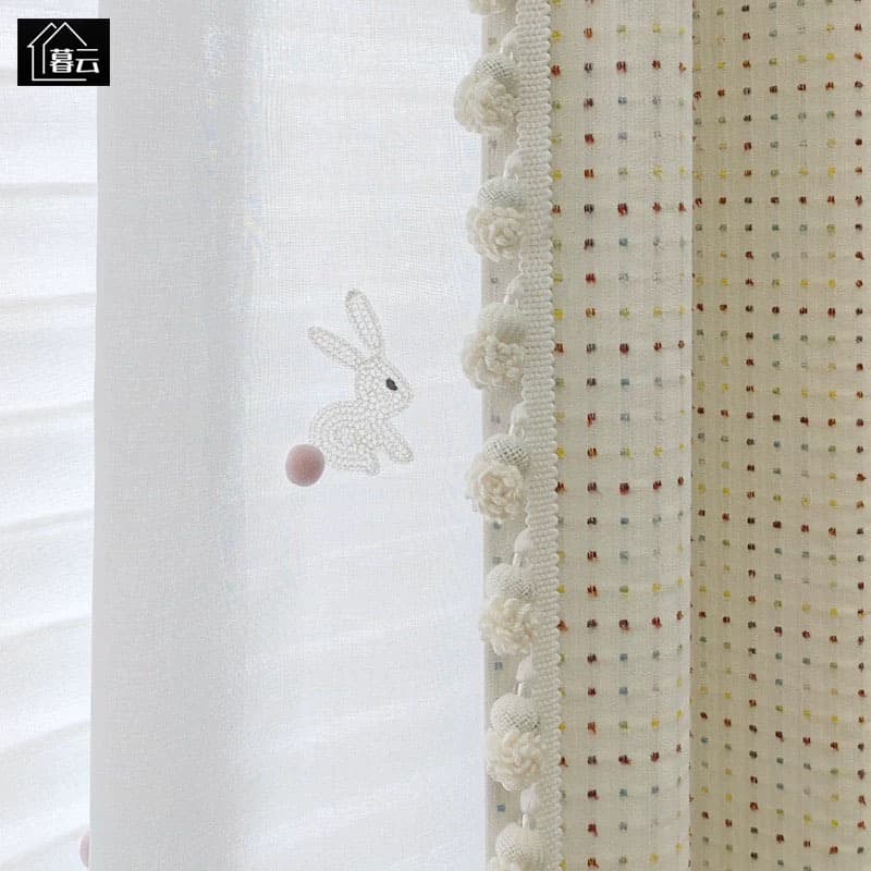 Colorful chocolate bean milk white warm children's room princess room curtain girl room bedroom polka dot