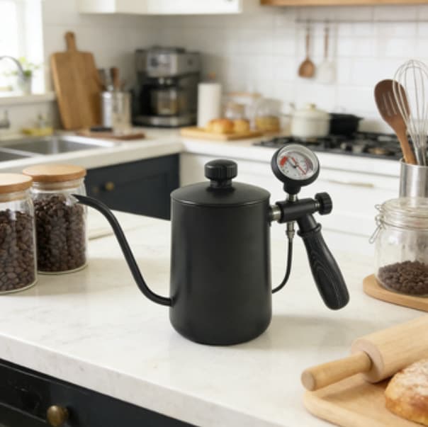 Stainless Steel Pour-Over Coffee Kettle Long Spout Thin Nozzle Drip Coffee Kettle with Thermometer