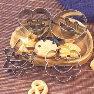 In Stock DIY Tool Cake Fondant Cookie Mold Stainless Steel Smiley Face Cookie Mold 4-Piece Set Cookie Cutter
