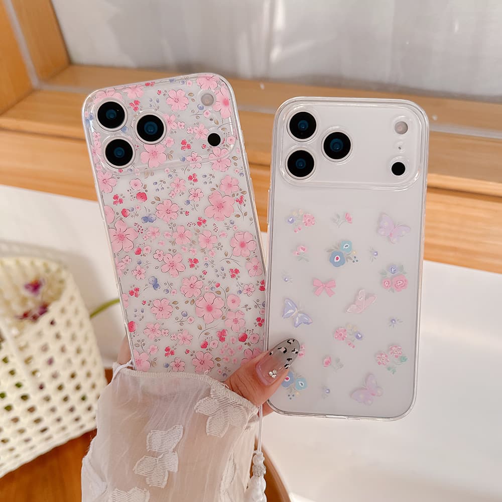 Compatible with Apple iPhone 17 Pro Case Ins Style Fresh Butterfly Small Flower Samsung S25 Ultra Protective Cover