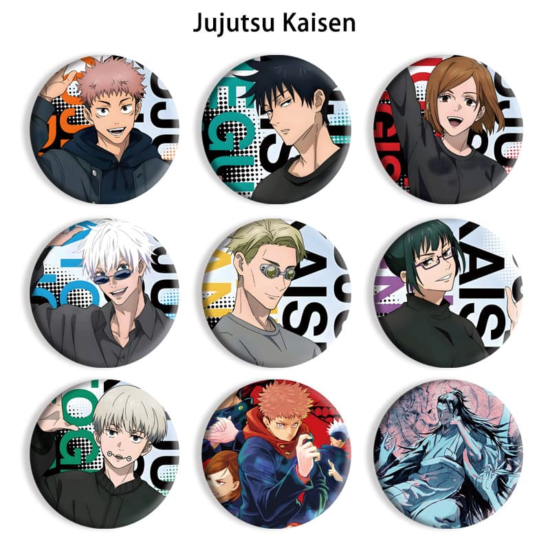 Jujutsu Kaisen Badge Gojo Satoru Inumaki Toge Yuta Okkotsu Anime Tinplate Laser Pin Button
